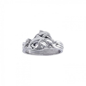 Double Dolphins Silver Puzzle Ring TR1338 - Jewelry